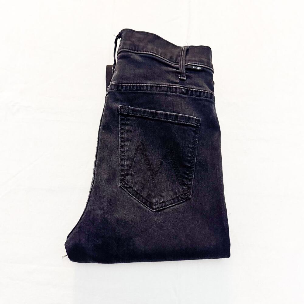 Mother Hustler Ankle Fray Not Guilty Black Denim Jeans Raw Hem Size 26